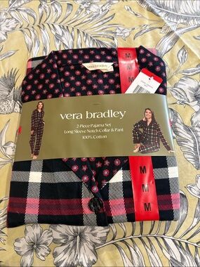 Vera Bradley Black, Red & White Plaid Cotton Pajama Set